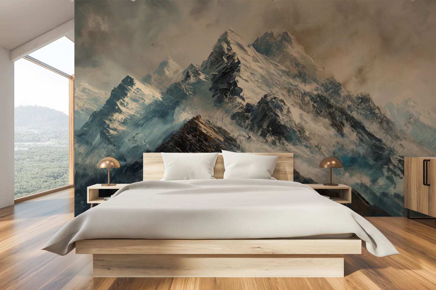 Fototapeta malowana o nazwie Rugged Peaks pokazana w aranżacji wnętrza.