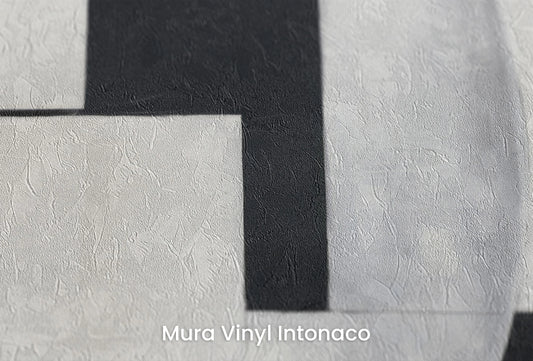 Zbliżenie na artystyczną fototapetę o nazwie Geometric Elegance na podłożu Mura Vinyl Intonaco - struktura tartego tynku.