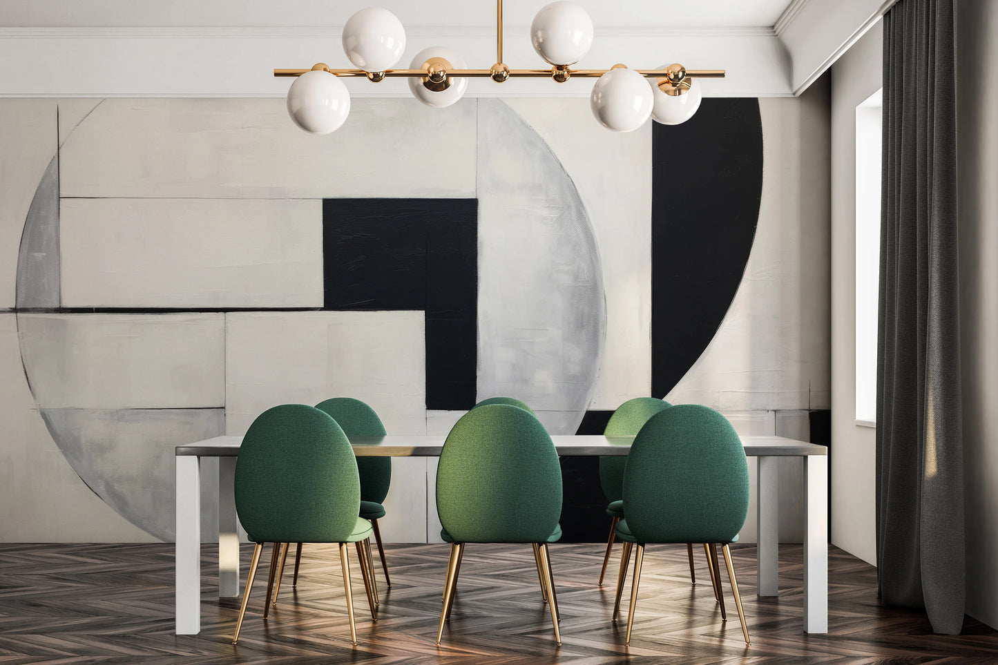 Fototapeta malowana o nazwie Geometric Elegance pokazana w aranżacji wnętrza.
