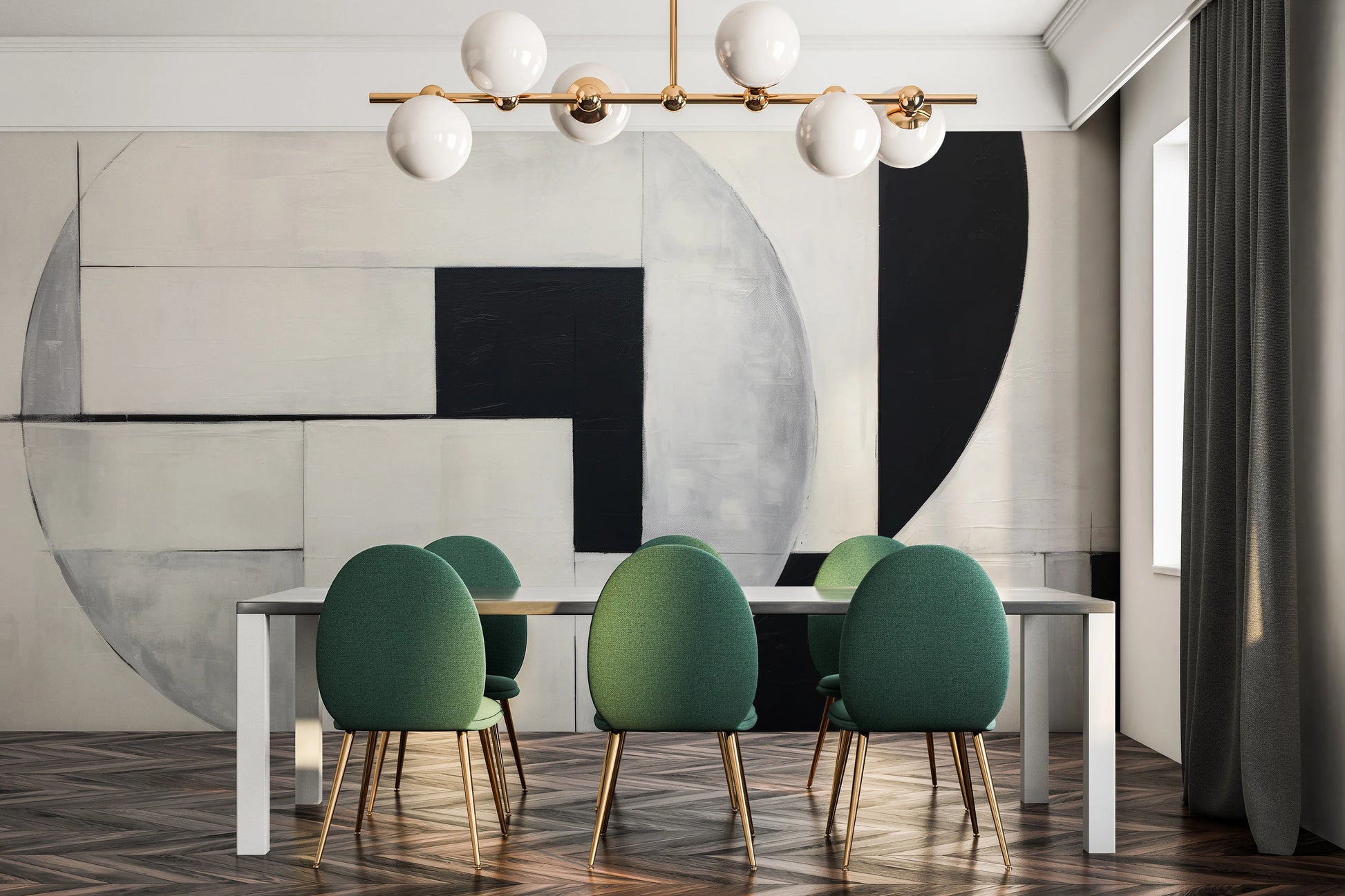 Fototapeta malowana o nazwie Geometric Elegance pokazana w aranżacji wnętrza.