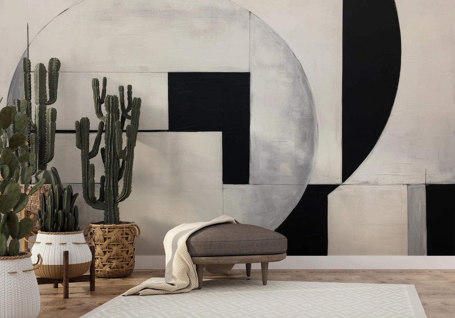Wzór fototapety o nazwie Geometric Elegance pokazanej w kontekście pomieszczenia.