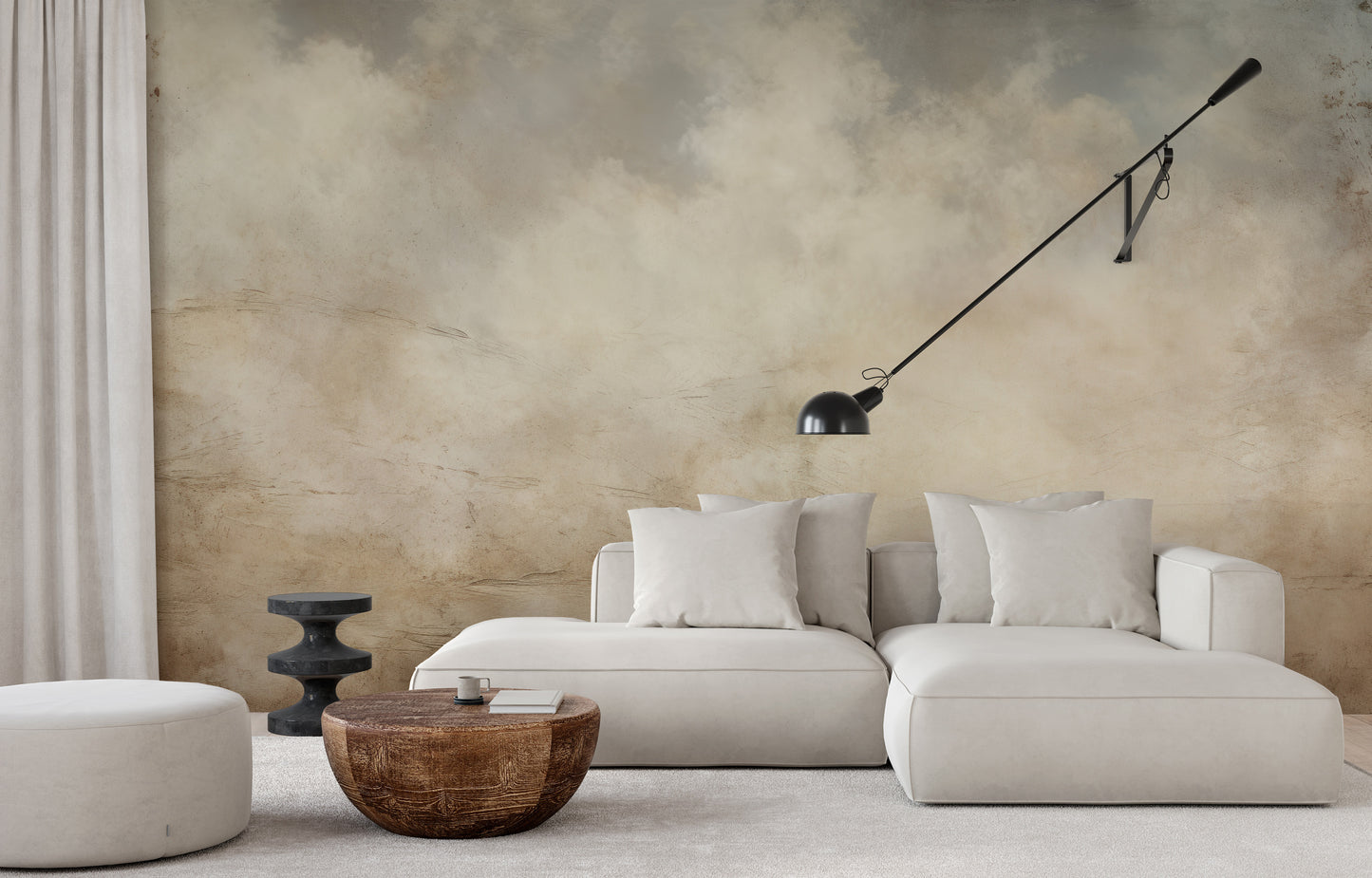 Fototapeta artystyczna o nazwie EARTHTONE CLOUDSCAPE ELEGANCE pokazana w aranżacji wnętrza.