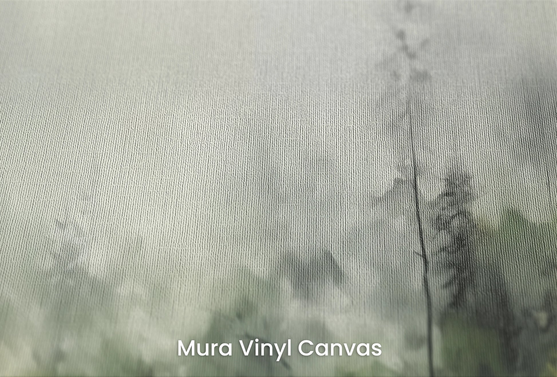 Zbliżenie na artystyczną fototapetę o nazwie Mglisty Poranek na podłożu Mura Vinyl Canvas - faktura naturalnego płótna.