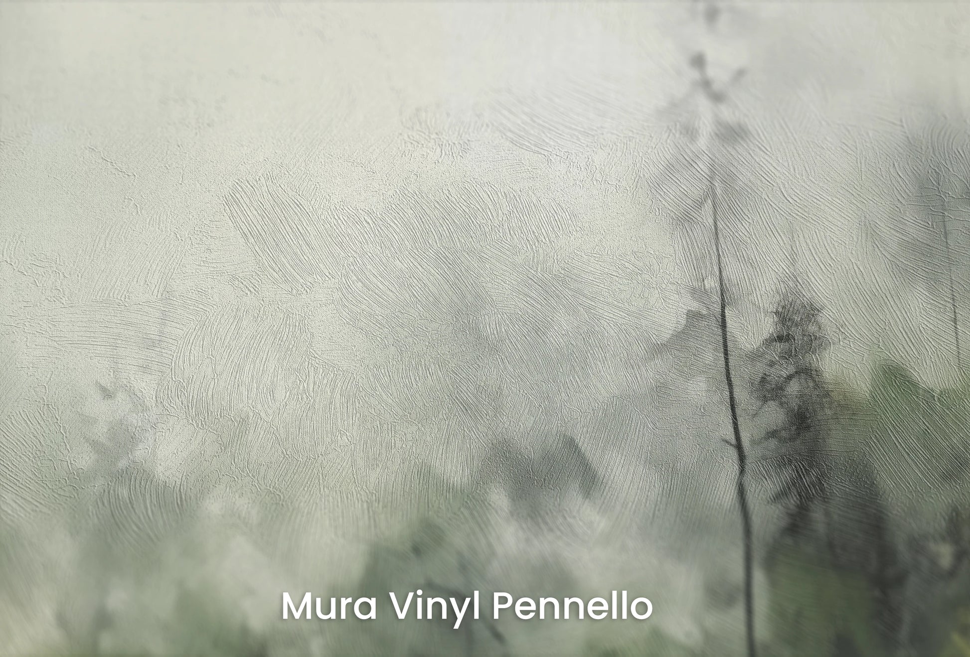 Zbliżenie na artystyczną fototapetę o nazwie Mglisty Poranek na podłożu Mura Vinyl Pennello - faktura pociągnięć pędzla malarskiego.
