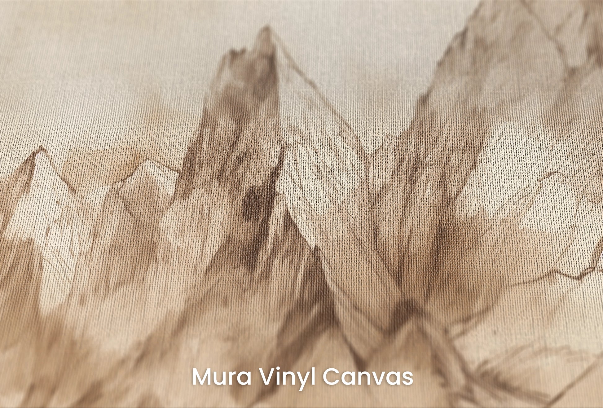 Zbliżenie na artystyczną fototapetę o nazwie Sepia Serenity na podłożu Mura Vinyl Canvas - faktura naturalnego płótna.