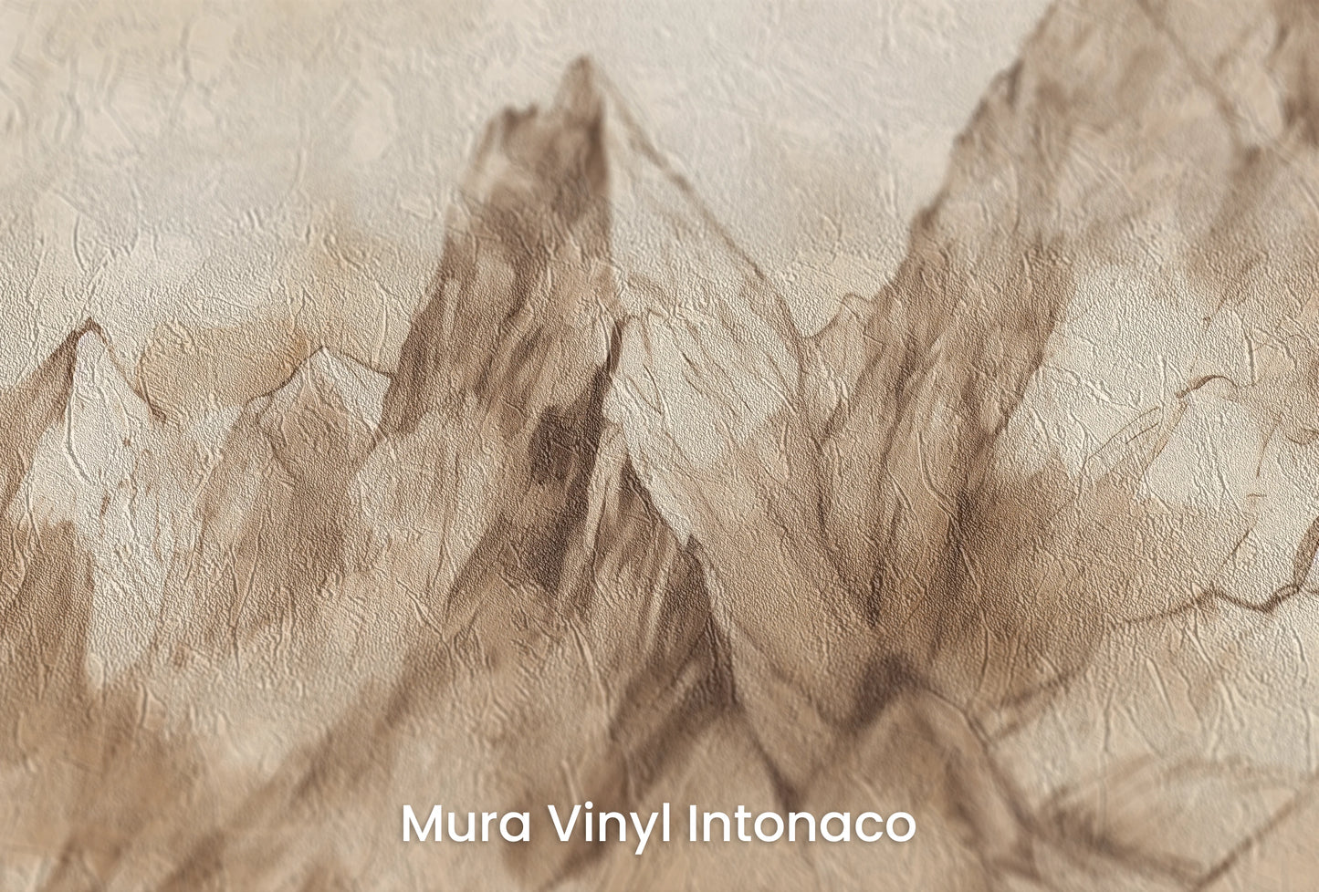 Zbliżenie na artystyczną fototapetę o nazwie Sepia Serenity na podłożu Mura Vinyl Intonaco - struktura tartego tynku.