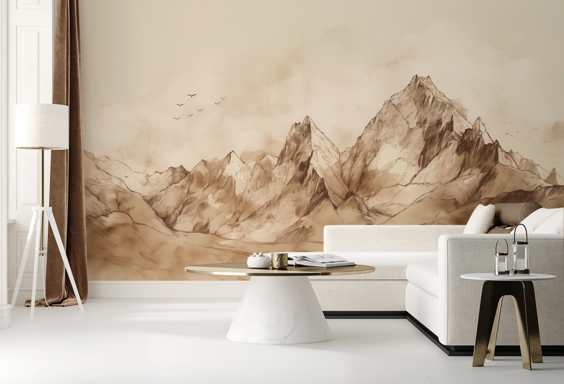 Fototapeta o nazwie Sepia Serenity użyta w aranzacji wnętrza.