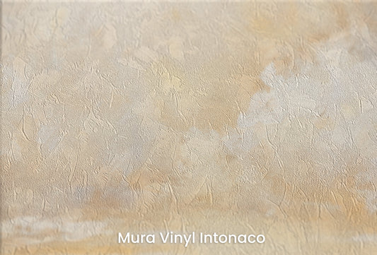Zbliżenie na artystyczną fototapetę o nazwie GOLDEN HORIZON AWE na podłożu Mura Vinyl Intonaco - struktura tartego tynku.