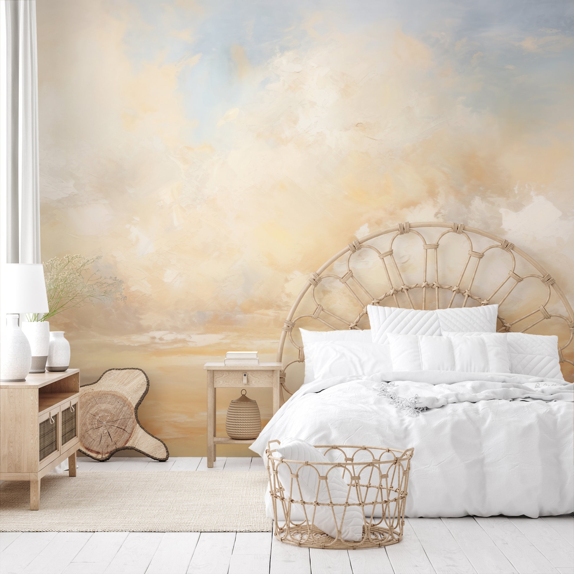 Fototapeta artystyczna o nazwie GOLDEN HORIZON AWE pokazana w aranżacji wnętrza.