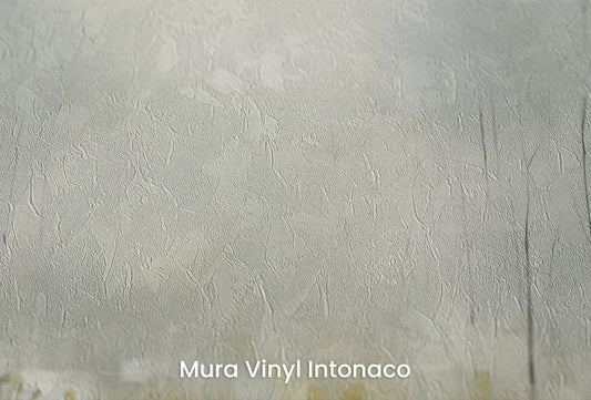Zbliżenie na artystyczną fototapetę o nazwie Zatopione w Mgle na podłożu Mura Vinyl Intonaco - struktura tartego tynku.