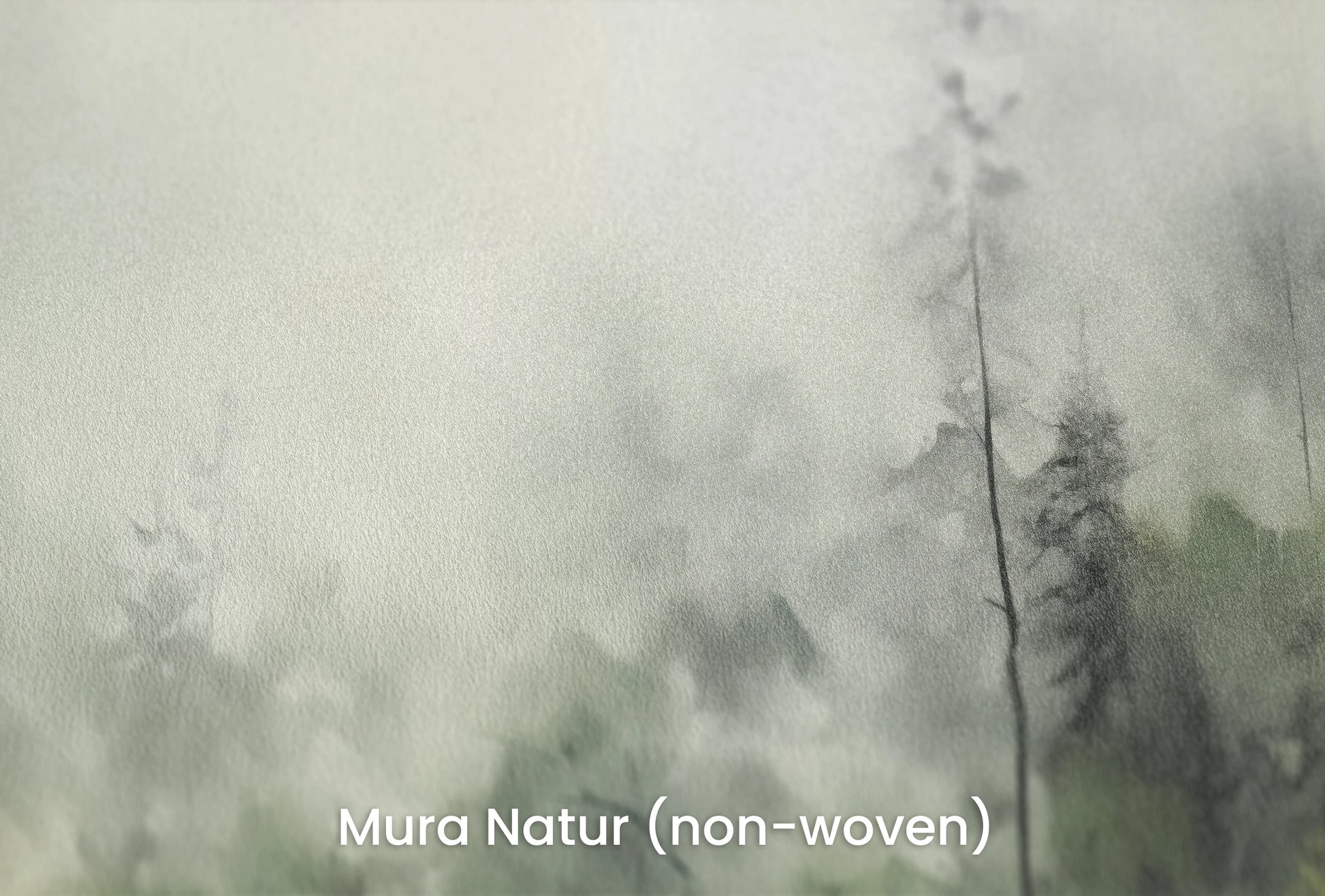 Zbliżenie na artystyczną fototapetę o nazwie Leśna Melancholia na podłożu Mura Natur (non-woven) - naturalne i ekologiczne podłoże.