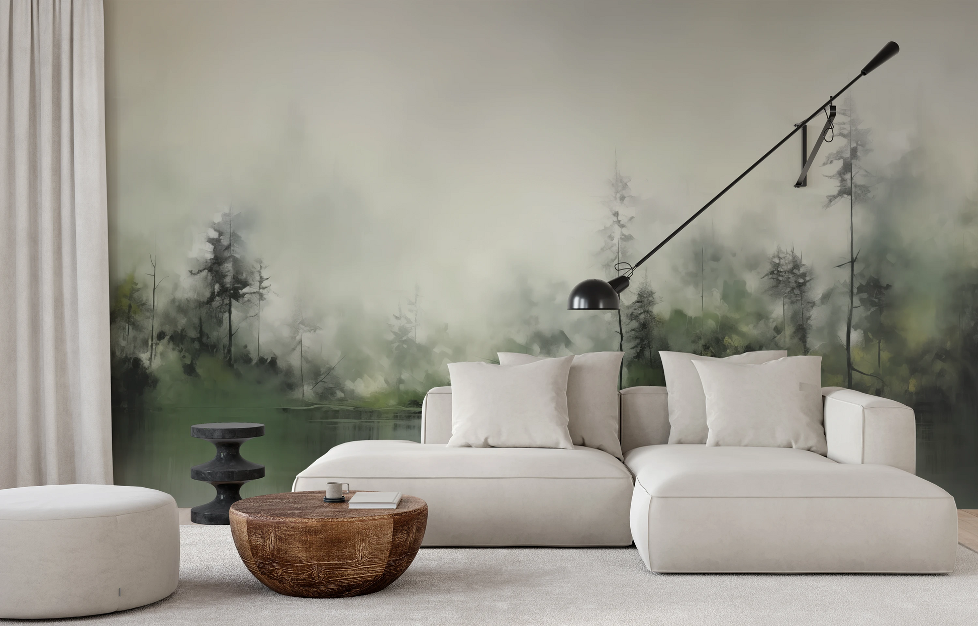Fototapeta malowana o nazwie Leśna Melancholia pokazana w aranżacji wnętrza.