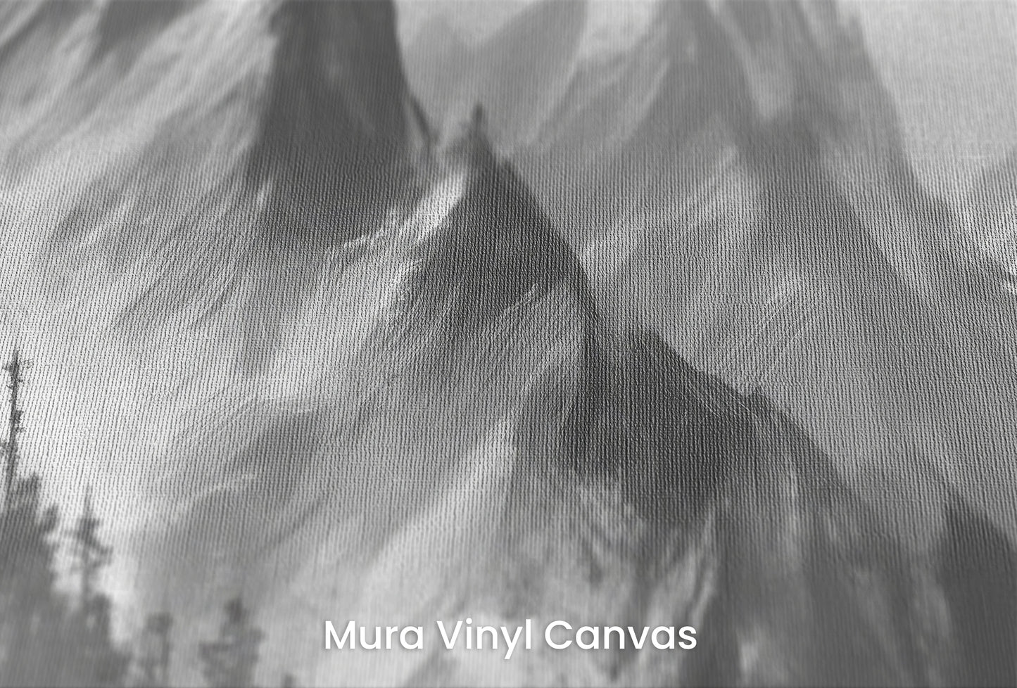 Zbliżenie na artystyczną fototapetę o nazwie Monochrome Mystique na podłożu Mura Vinyl Canvas - faktura naturalnego płótna.