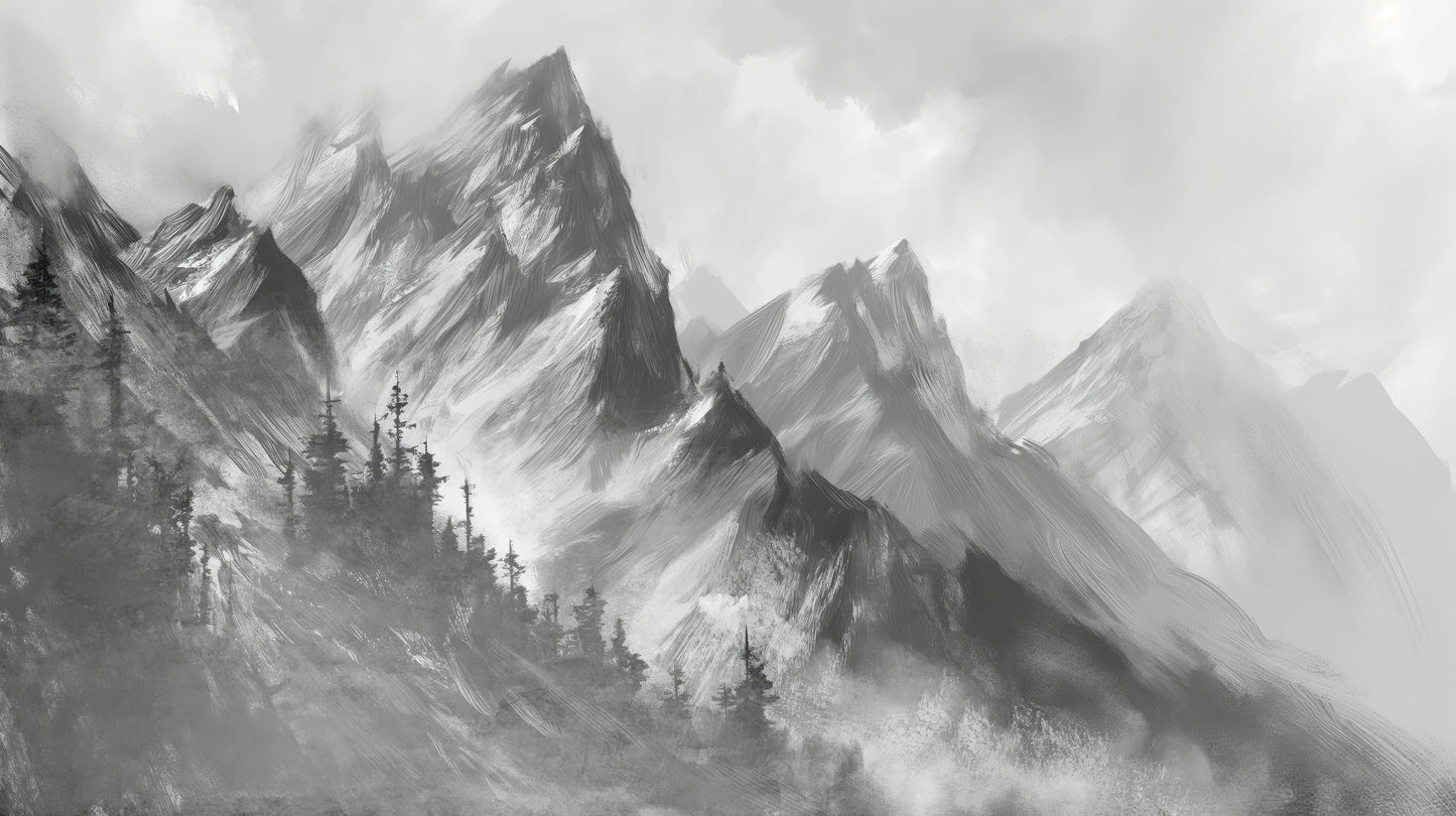 Prezentacja całego wzoru fototapety o nazwie Monochrome Mystique