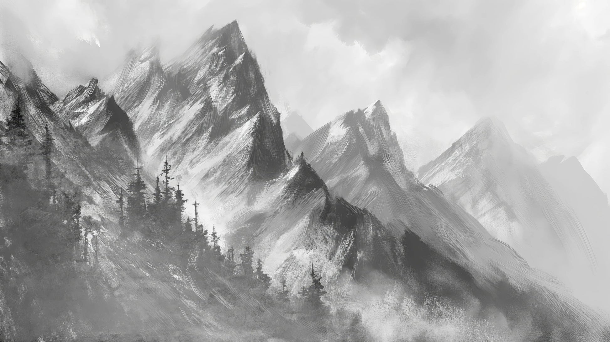 Prezentacja całego wzoru fototapety o nazwie Monochrome Mystique