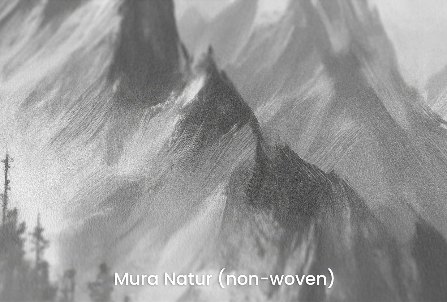 Zbliżenie na artystyczną fototapetę o nazwie Monochrome Mystique na podłożu Mura Natur (non-woven) - naturalne i ekologiczne podłoże.