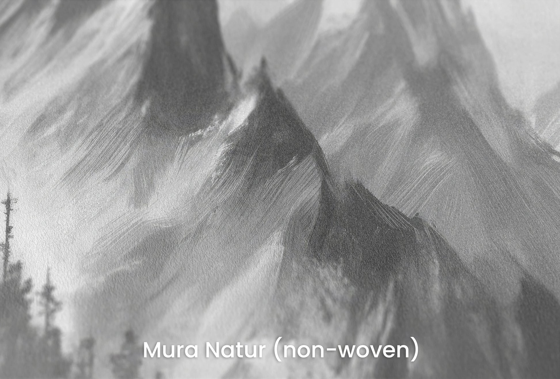 Zbliżenie na artystyczną fototapetę o nazwie Monochrome Mystique na podłożu Mura Natur (non-woven) - naturalne i ekologiczne podłoże.