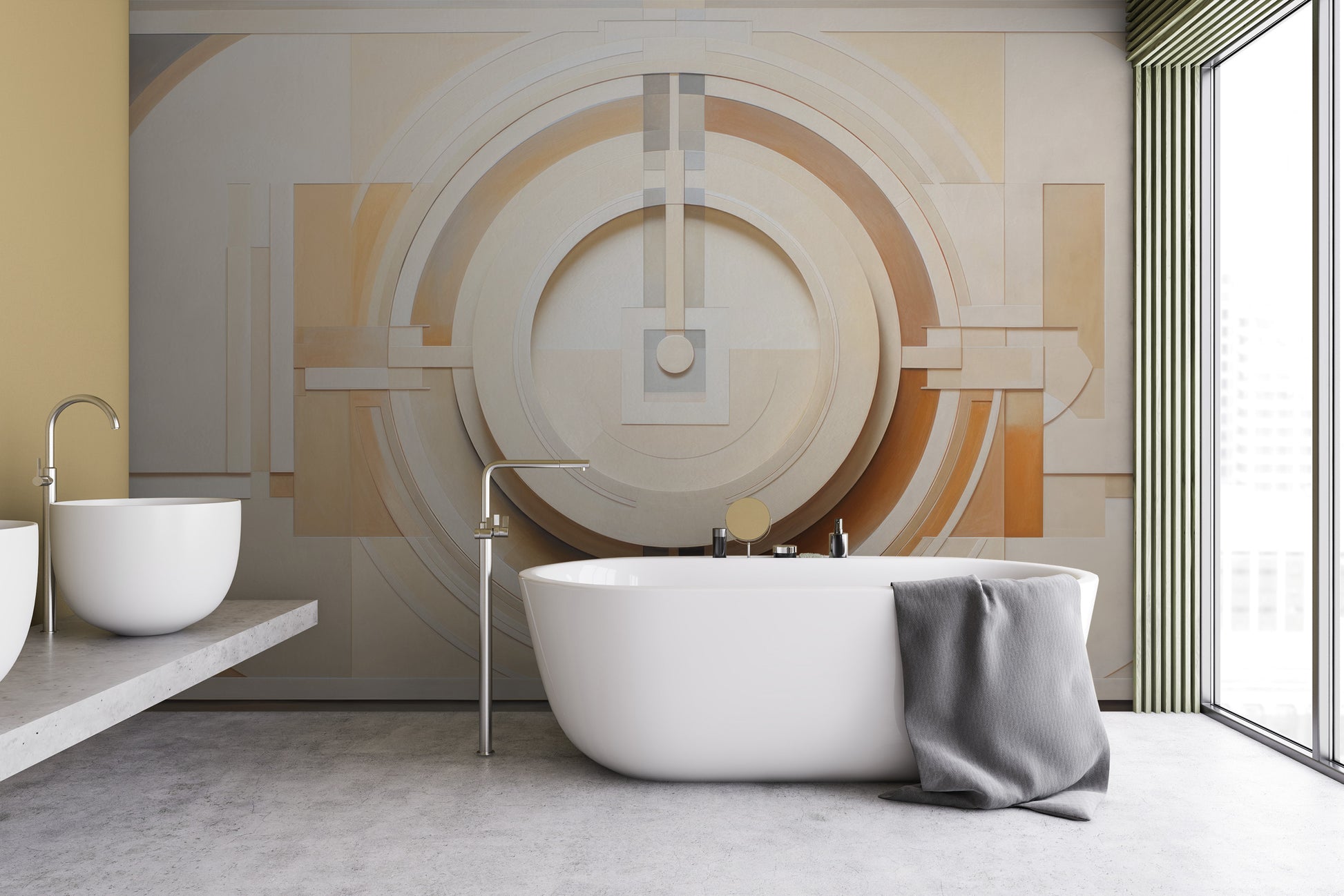 Fototapeta malowana o nazwie CUBIST CONCENTRIC SPLENDOR pokazana w aranżacji wnętrza.