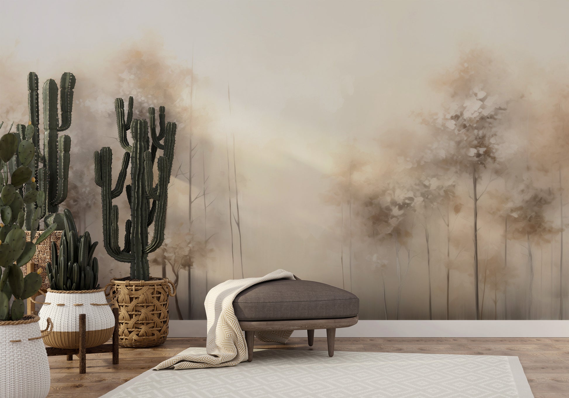 Fototapeta malowana o nazwie WHISPERING TRANQUILITY MURAL pokazana w aranżacji wnętrza.