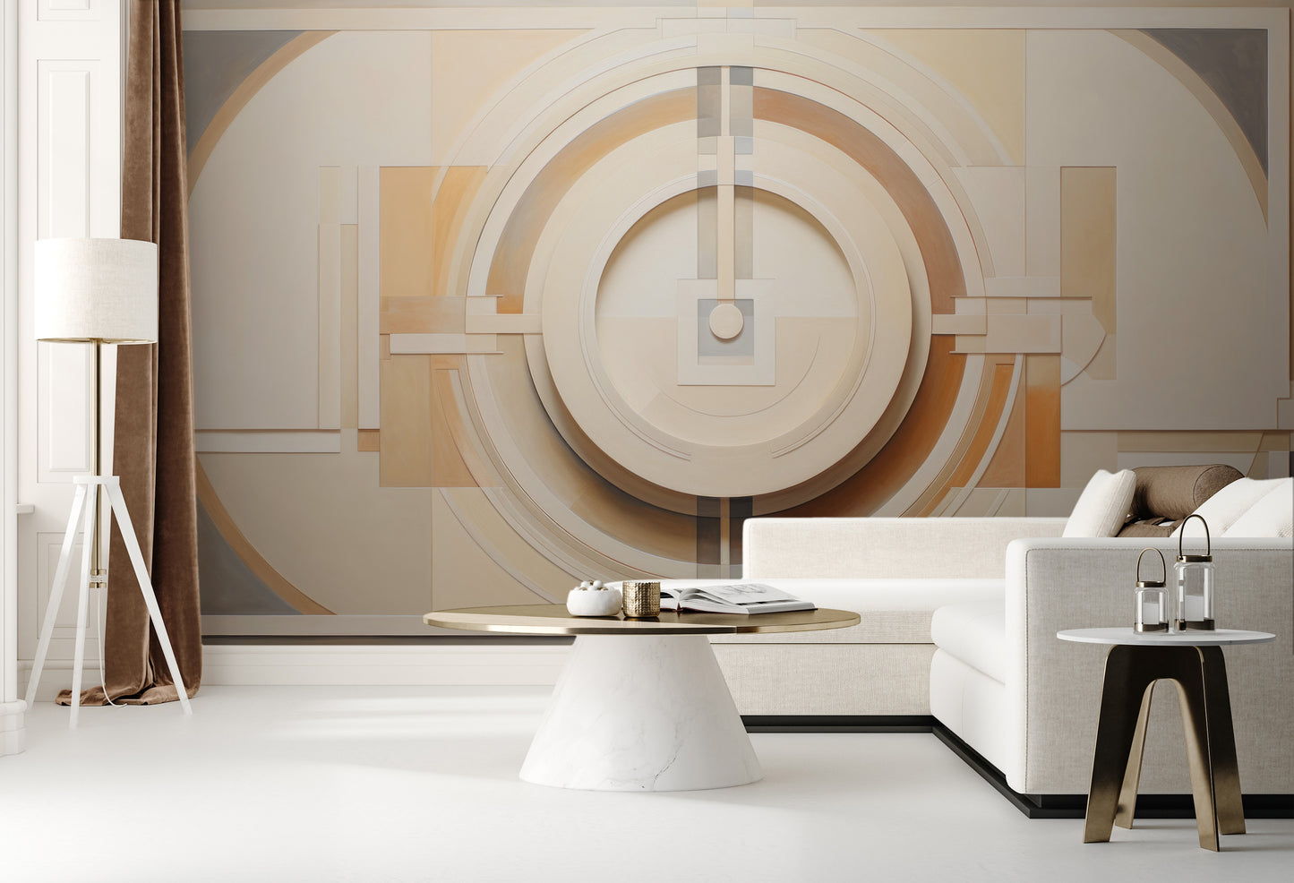 Fototapeta artystyczna o nazwie CUBIST CONCENTRIC SPLENDOR pokazana w aranżacji wnętrza.