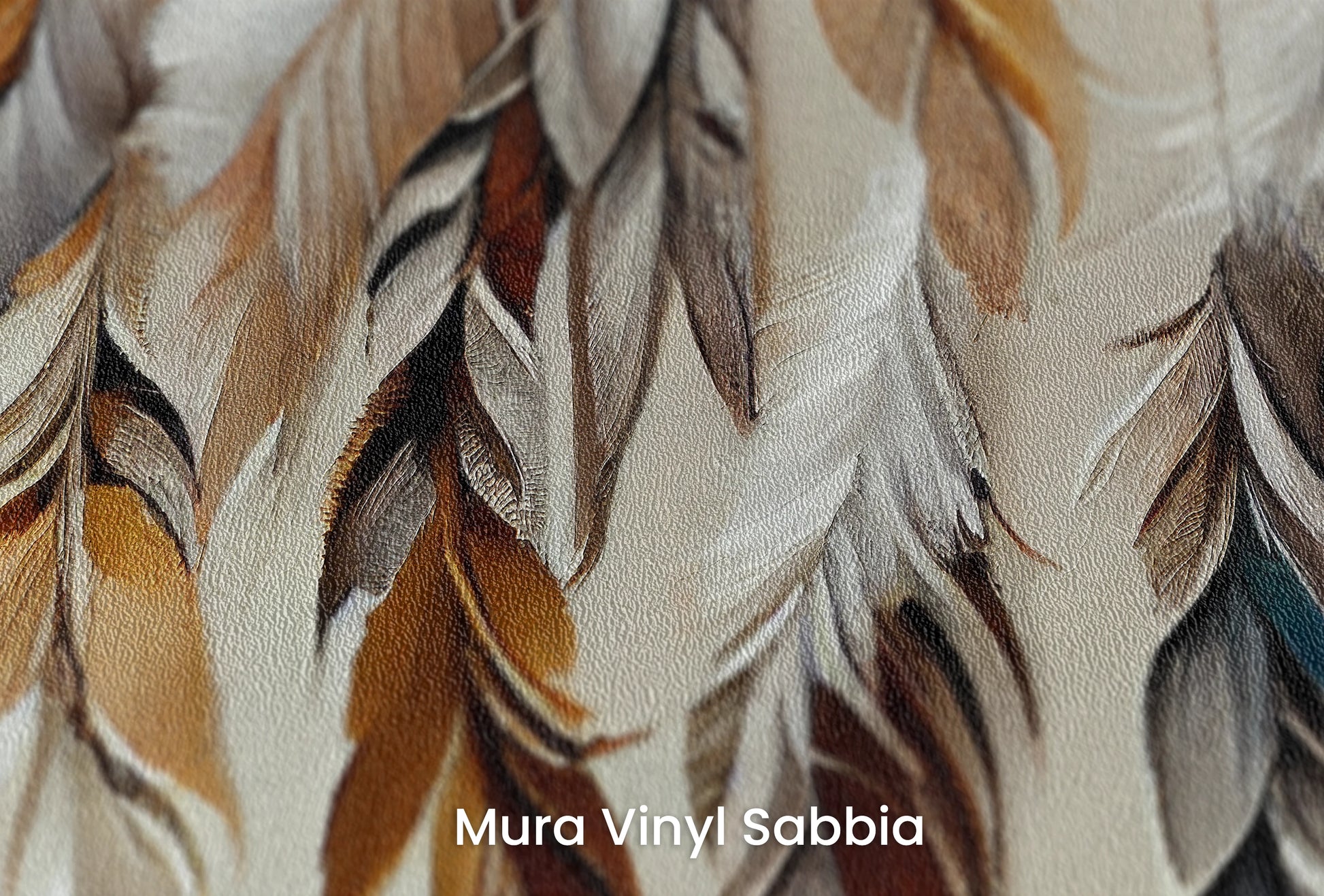 Zbliżenie na artystyczną fototapetę o nazwie Twilight Flight na podłożu Mura Vinyl Sabbia struktura grubego ziarna piasku.