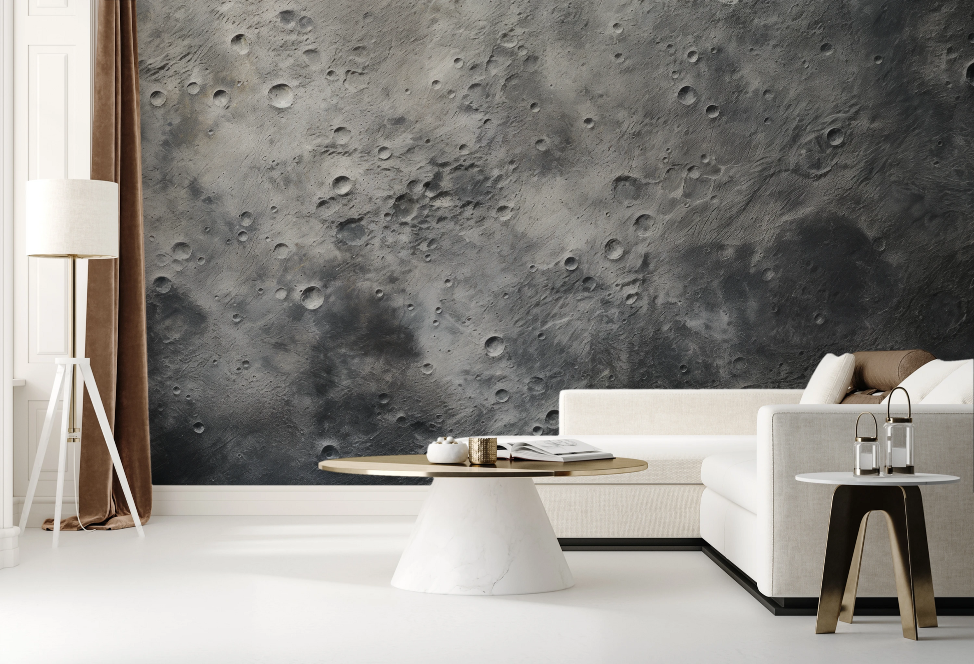 Fototapeta malowana o nazwie Mercury's Surface pokazana w aranżacji wnętrza.