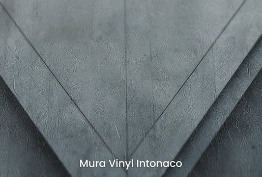 Zbliżenie na artystyczną fototapetę o nazwie Architectural Play na podłożu Mura Vinyl Intonaco - struktura tartego tynku.