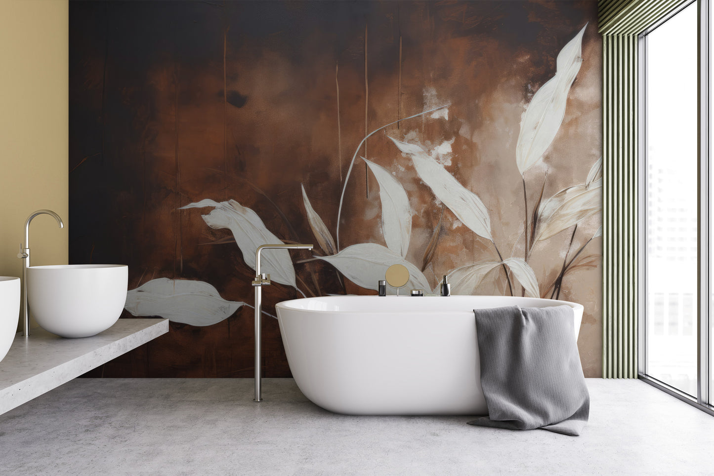 Wzór fototapety o nazwie Elegant Stems pokazanej w kontekście pomieszczenia.