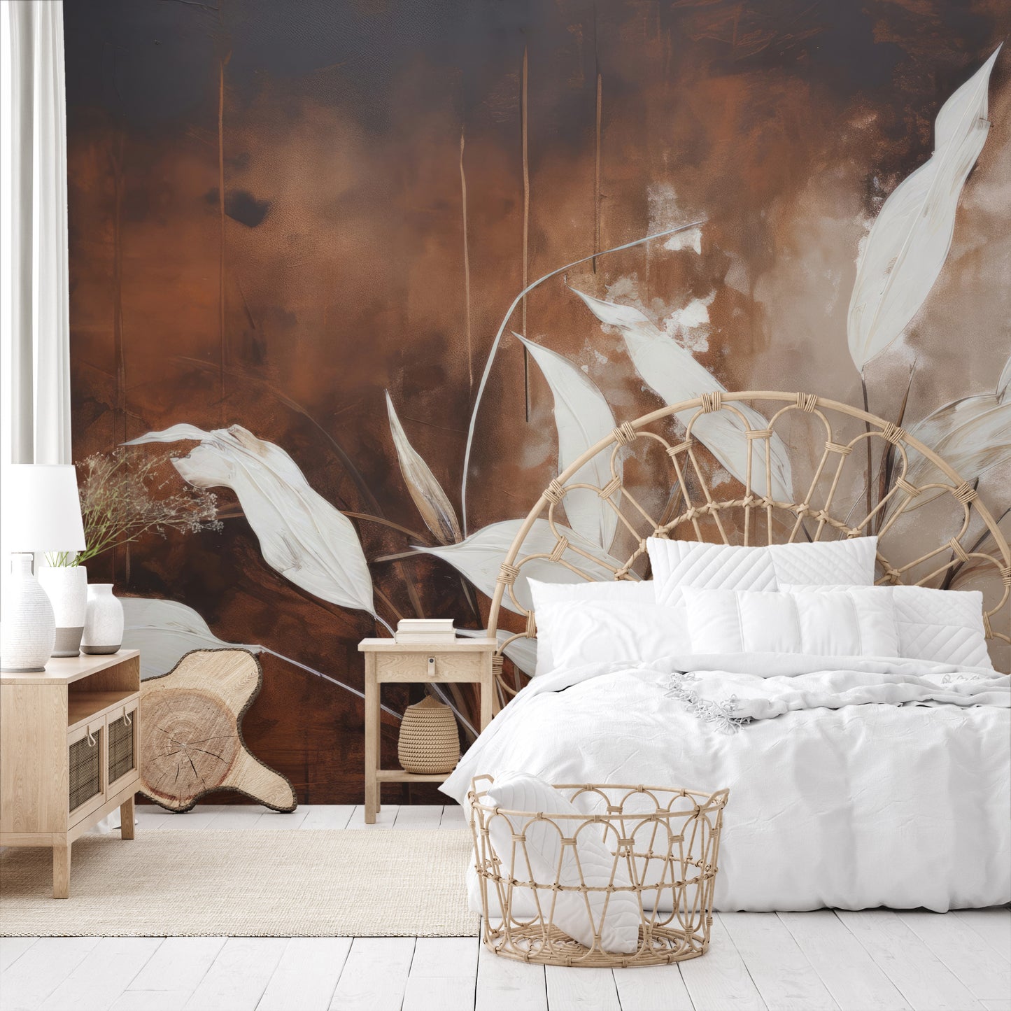 Fototapeta malowana o nazwie Elegant Stems pokazana w aranżacji wnętrza.