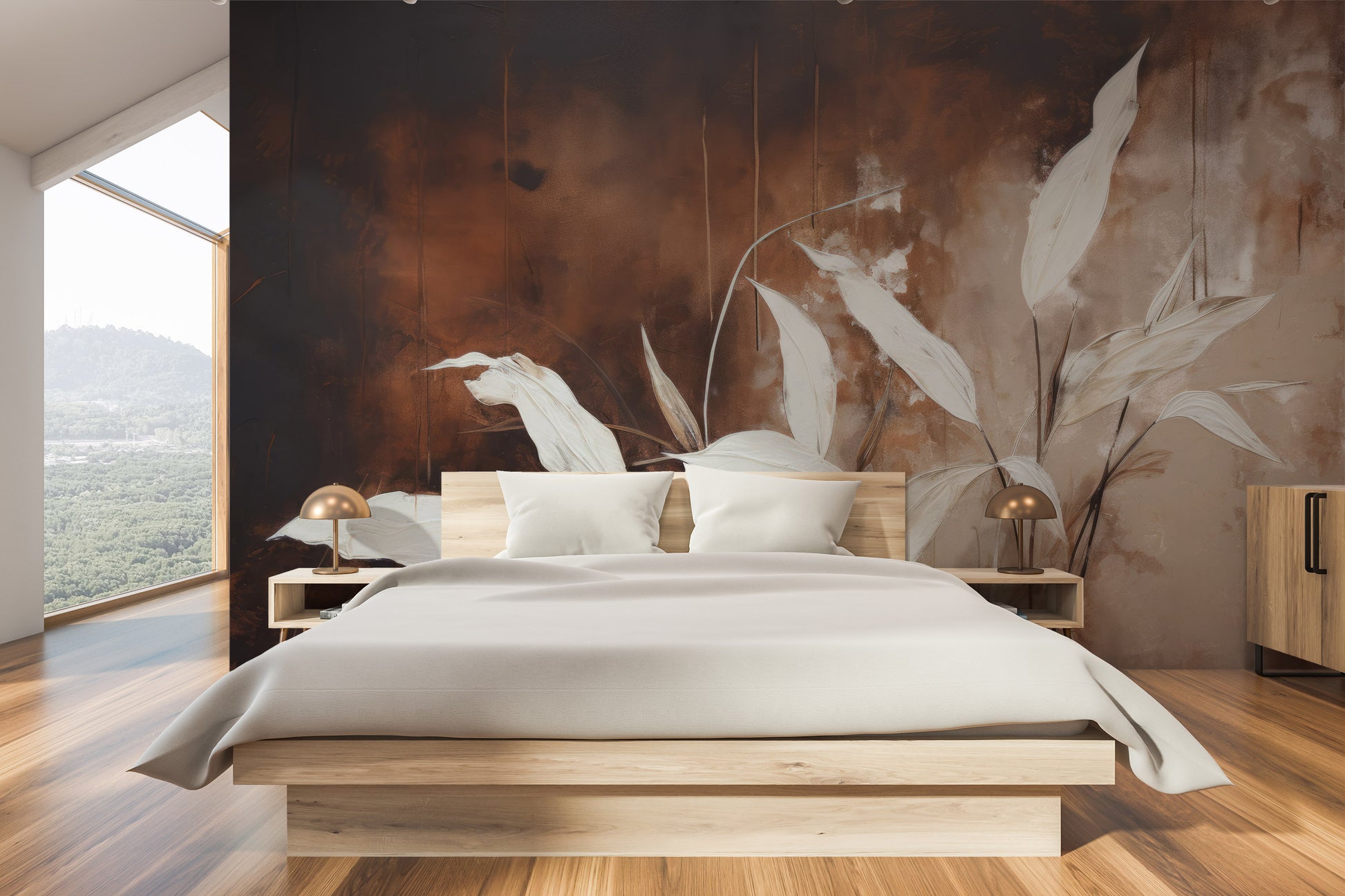 Fototapeta artystyczna o nazwie Elegant Stems pokazana w aranżacji wnętrza.