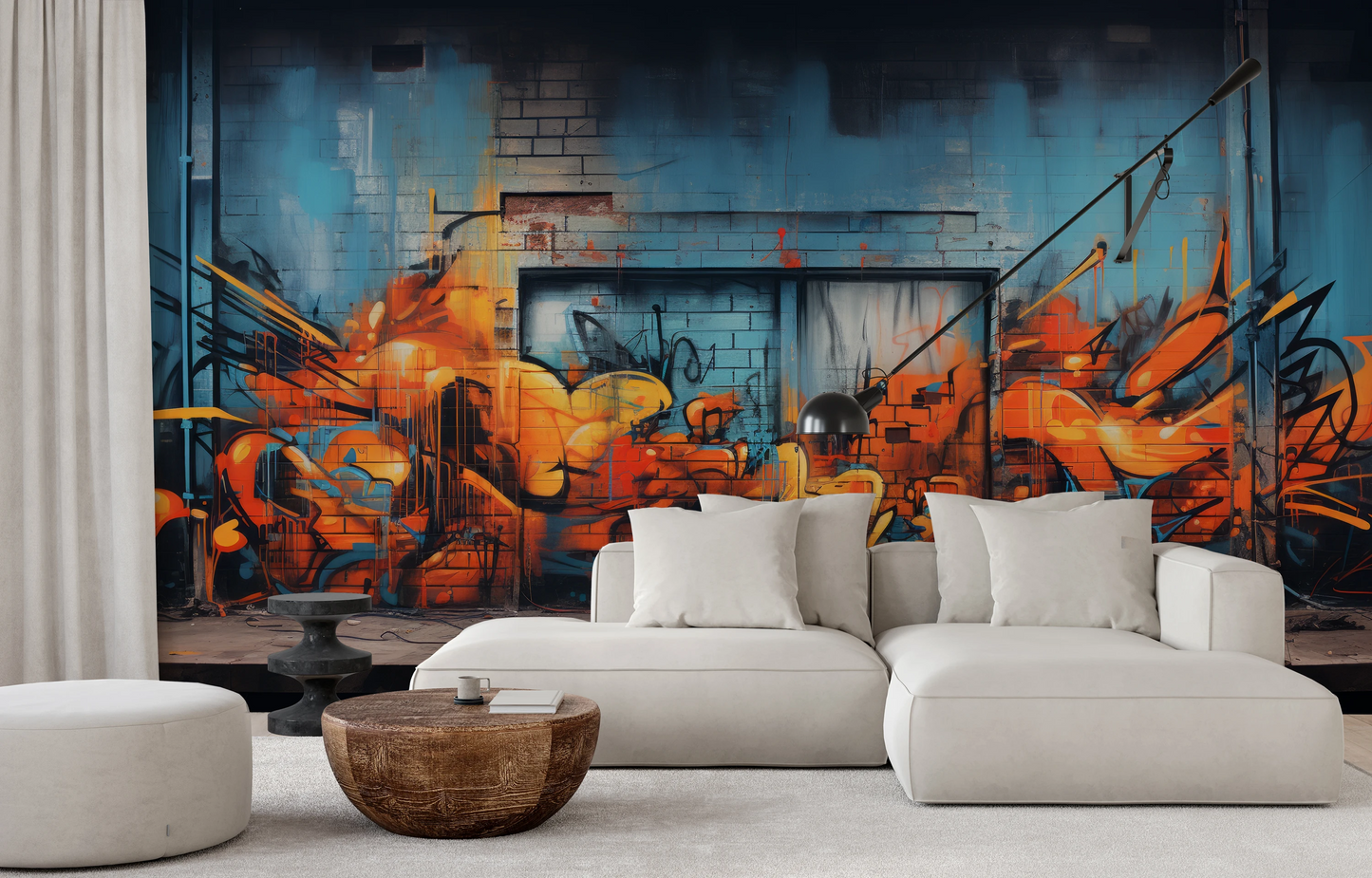 Fototapeta malowana o nazwie Fiery Escape pokazana w aranżacji wnętrza.