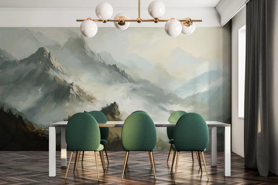 Wzór fototapety artystycznej o nazwie Golden Haze pokazanej w aranżacji wnętrza.