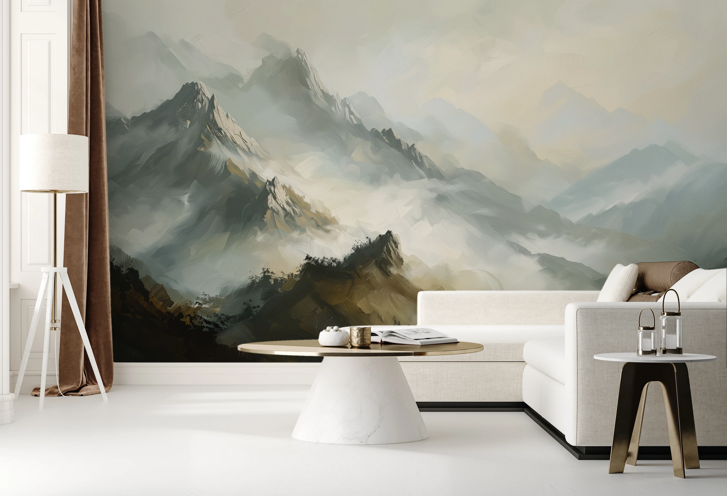 Wzór fototapety o nazwie Golden Haze pokazanej w kontekście pomieszczenia.