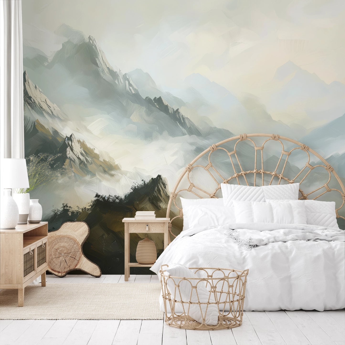 Fototapeta malowana o nazwie Golden Haze pokazana w aranżacji wnętrza.