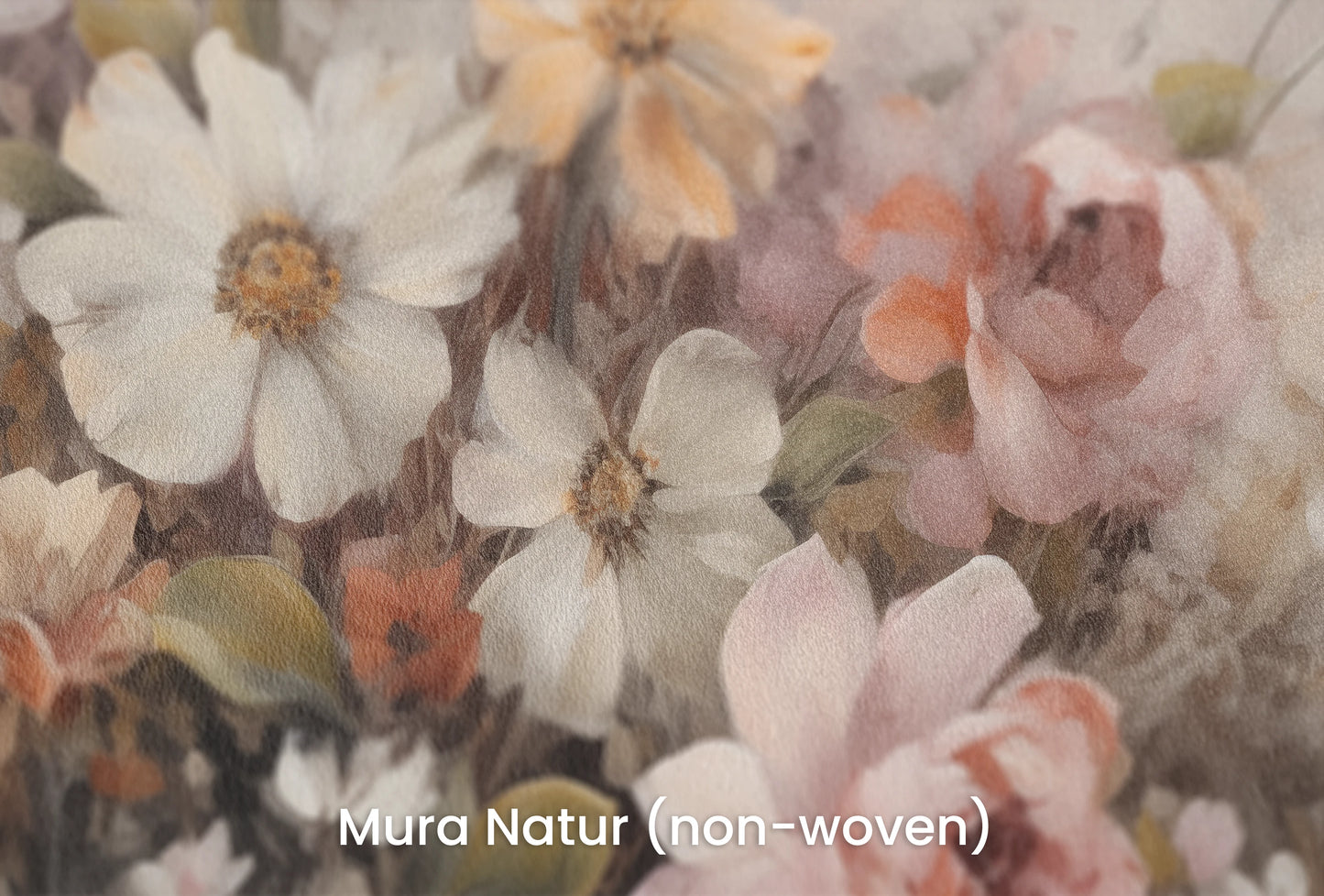 Zbliżenie na artystyczną fototapetę o nazwie Ethereal Blossoms na podłożu Mura Natur (non-woven) - naturalne i ekologiczne podłoże.