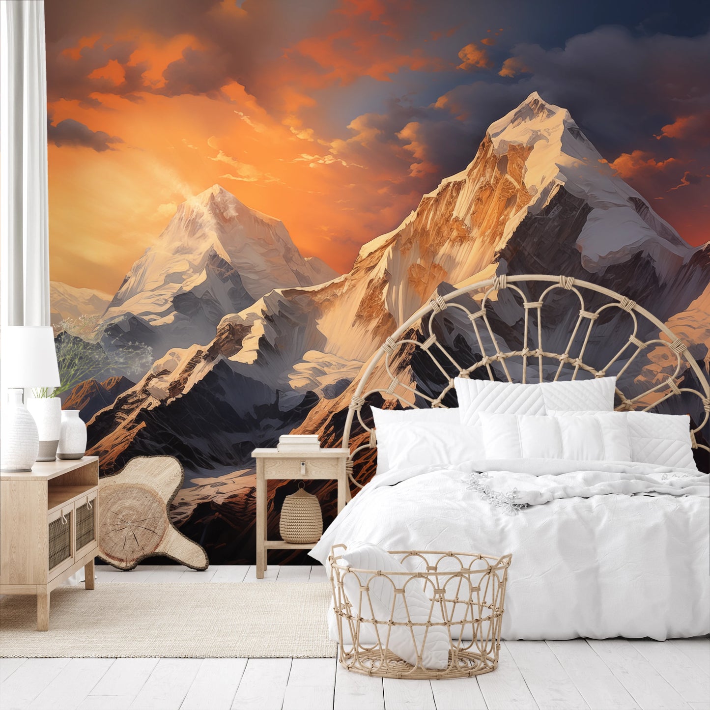 Fototapeta artystyczna o nazwie Dawn Alpenglow pokazana w aranżacji wnętrza.