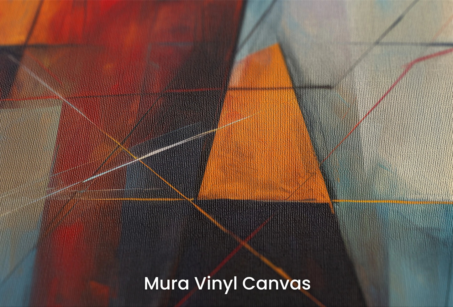 Zbliżenie na artystyczną fototapetę o nazwie Geometric Warmth na podłożu Mura Vinyl Canvas - faktura naturalnego płótna.