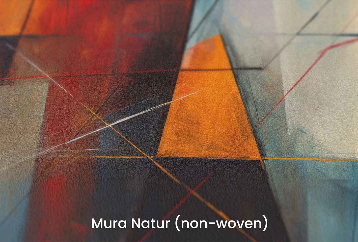 Zbliżenie na artystyczną fototapetę o nazwie Geometric Warmth na podłożu Mura Natur (non-woven) - naturalne i ekologiczne podłoże.