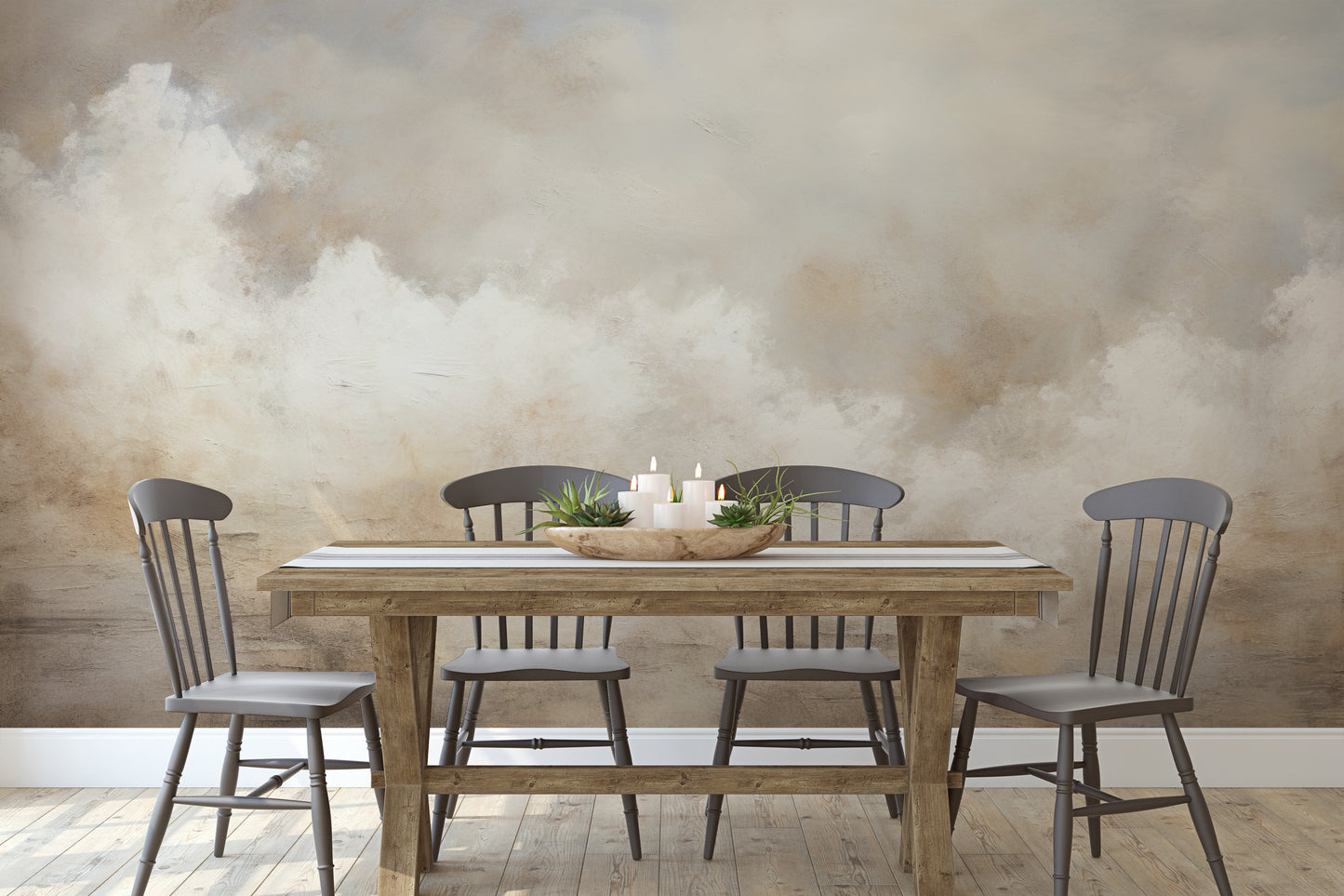 Wzór fototapety o nazwie ETHEREAL CLOUDSCAPE SERENITY pokazanej w kontekście pomieszczenia.