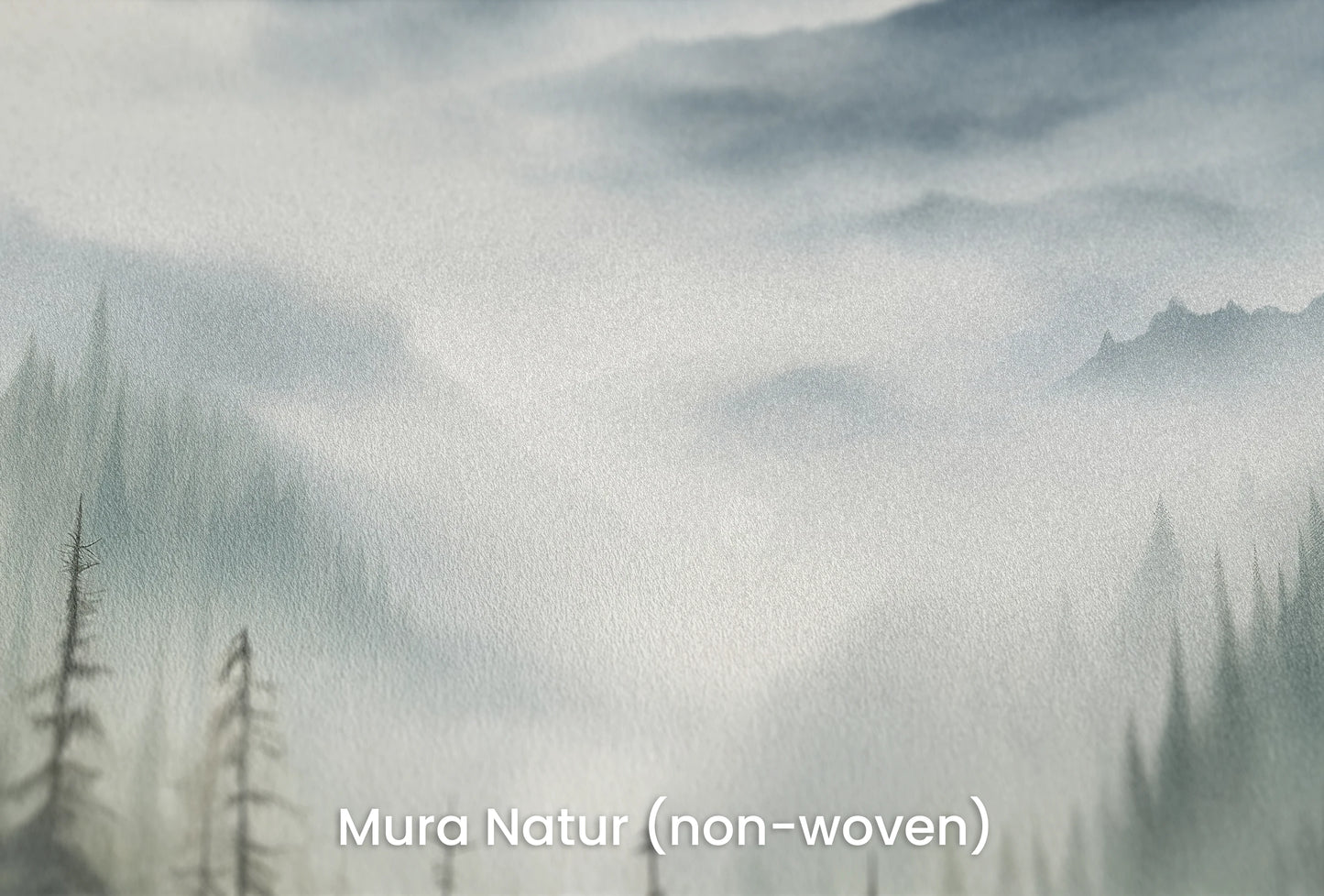 Zbliżenie na artystyczną fototapetę o nazwie Serene Pines na podłożu Mura Natur (non-woven) - naturalne i ekologiczne podłoże.