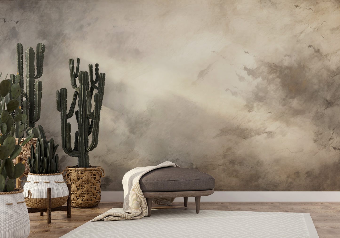 Wzór fototapety o nazwie MARBLE MIST ELEGANCE pokazanej w kontekście pomieszczenia.