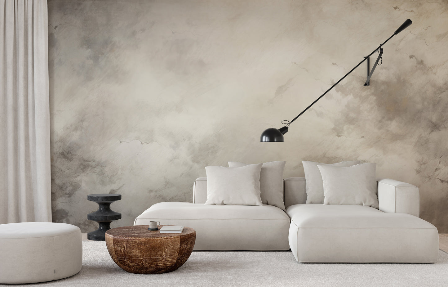 Wzór fototapety malowanej o nazwie MARBLE MIST ELEGANCE pokazanej w aranżacji wnętrza.