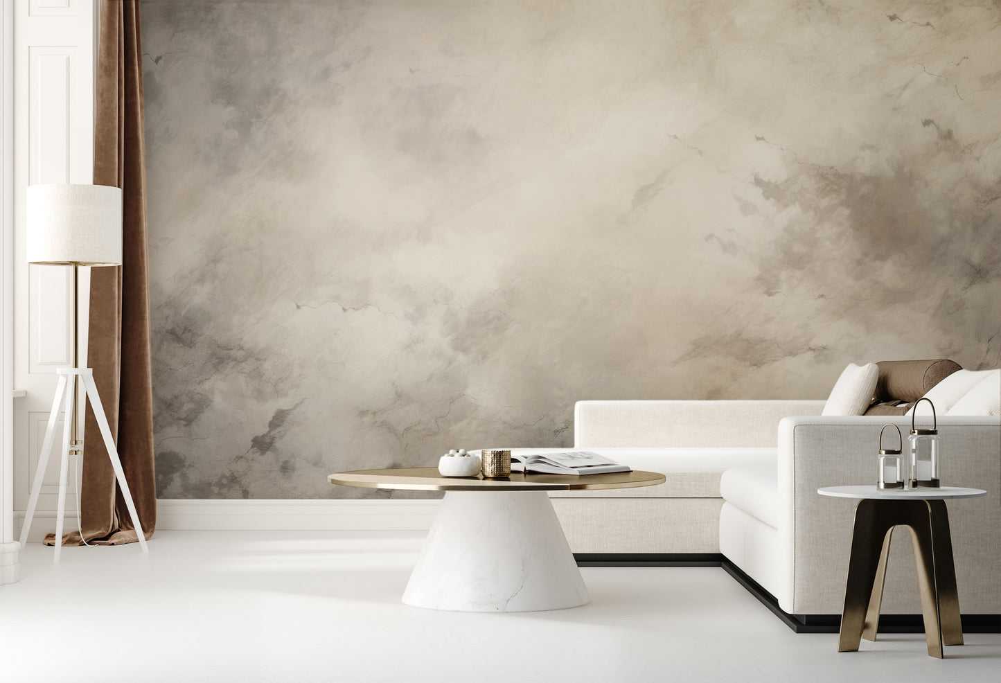 Wzór fototapety artystycznej o nazwie MARBLE MIST ELEGANCE pokazanej w aranżacji wnętrza.