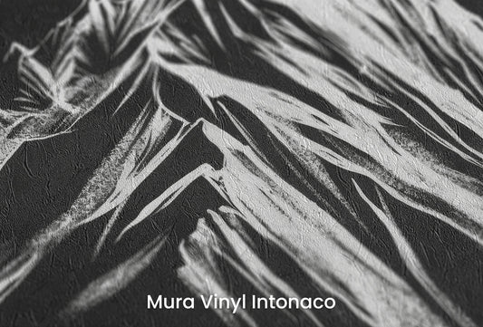 Zbliżenie na artystyczną fototapetę o nazwie Stark Contrast na podłożu Mura Vinyl Intonaco - struktura tartego tynku.