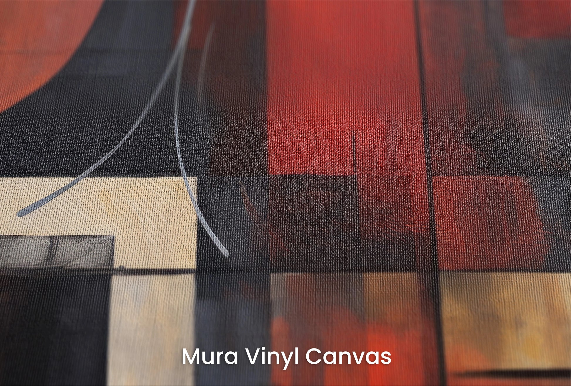Zbliżenie na artystyczną fototapetę o nazwie Red Circle Harmony na podłożu Mura Vinyl Canvas - faktura naturalnego płótna.