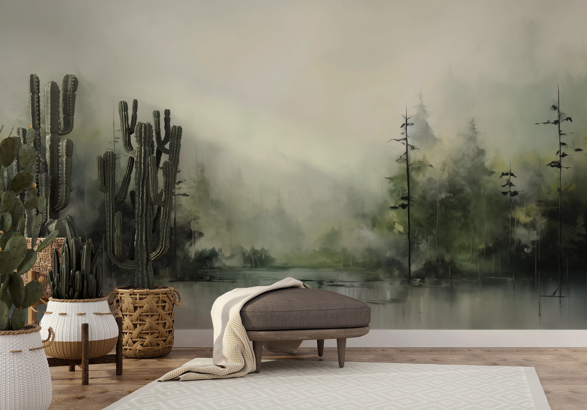 Fototapeta o nazwie Mglisty Las użyta w aranzacji wnętrza.