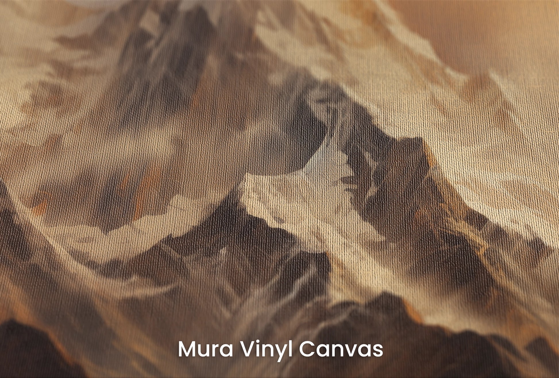 Zbliżenie na artystyczną fototapetę o nazwie Fiery Peaks na podłożu Mura Vinyl Canvas - faktura naturalnego płótna.
