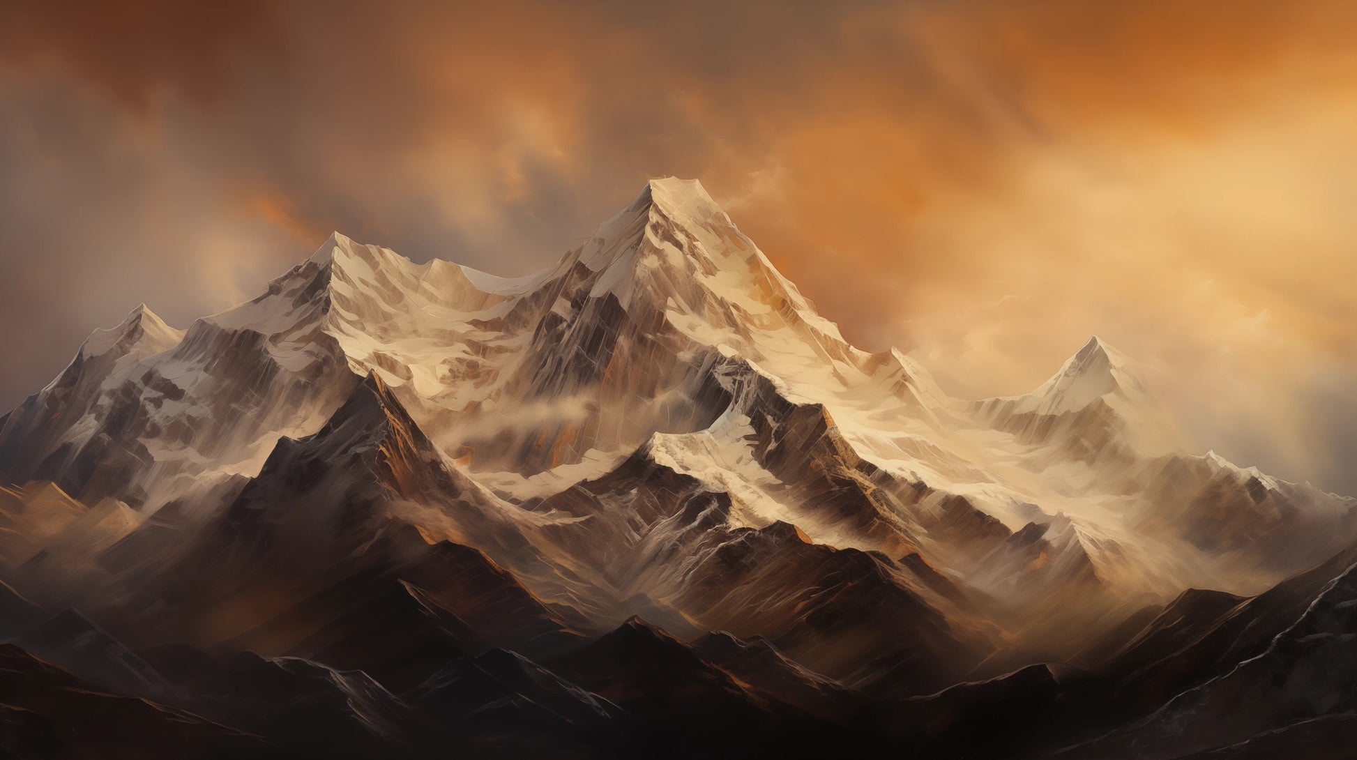 Prezentacja całego wzoru fototapety o nazwie Fiery Peaks