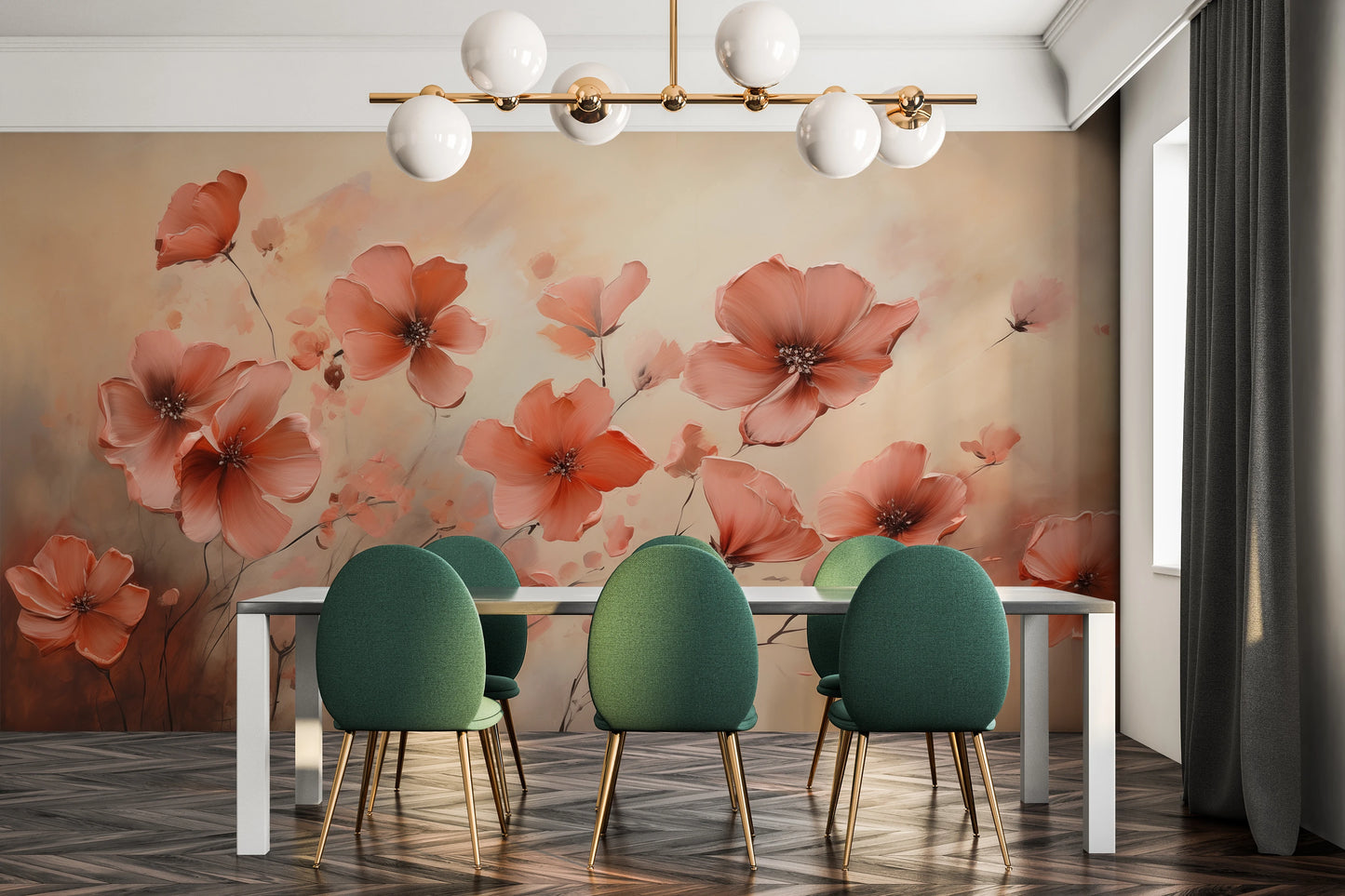 Fototapeta o nazwie Misty Poppies użyta w aranzacji wnętrza.