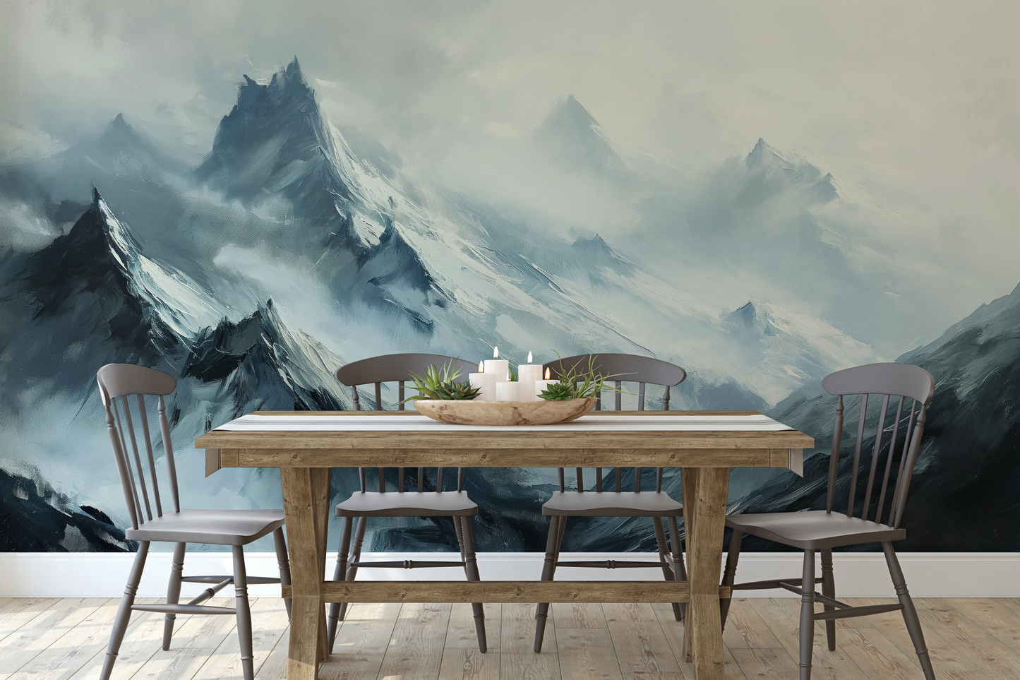 Fototapeta artystyczna o nazwie Mystical Ridges pokazana w aranżacji wnętrza.